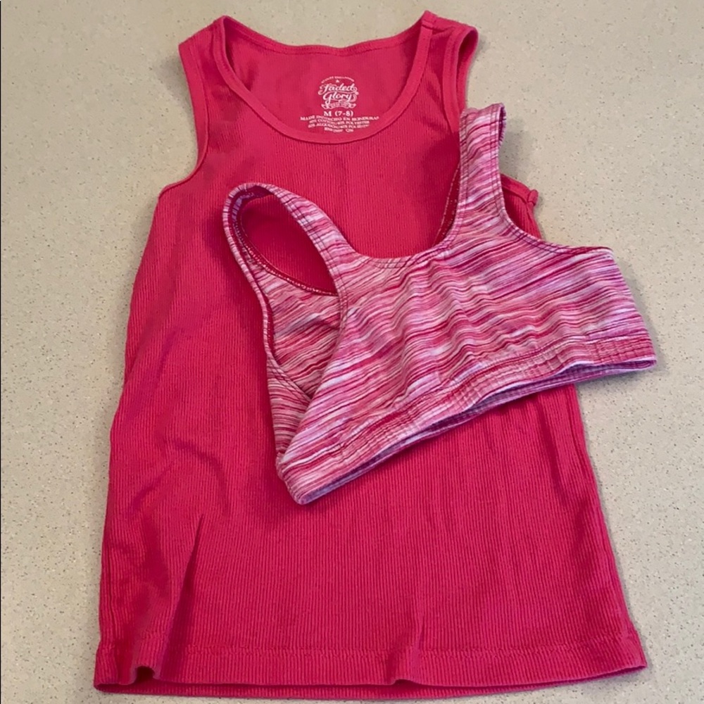 Pink bra and tank set. Smoke free home!